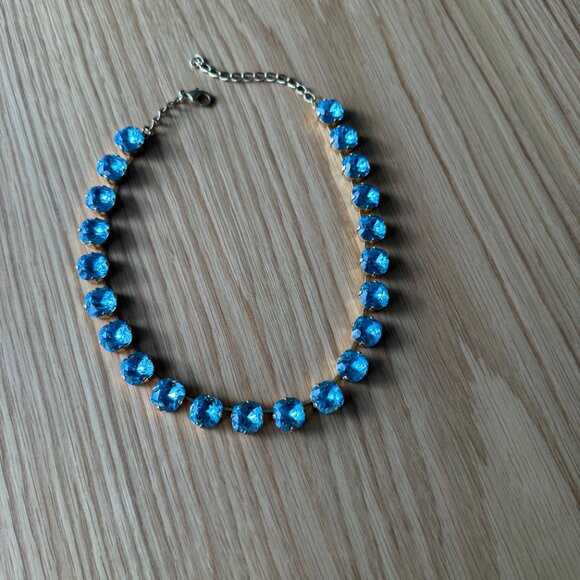 Aquamarine Blue Topaz Light Blue Anna Wintour Style Statement Tennis Necklace - Picture 5 of 7